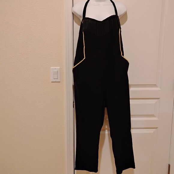 Unique Vintage Maines Black Jumpsuit with Gold Trim NWT - Picture 3 of 12
